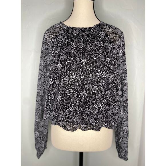 Dex Black Tape Blouse Banded Bottom Floral Blouse - Picture 2 of 9